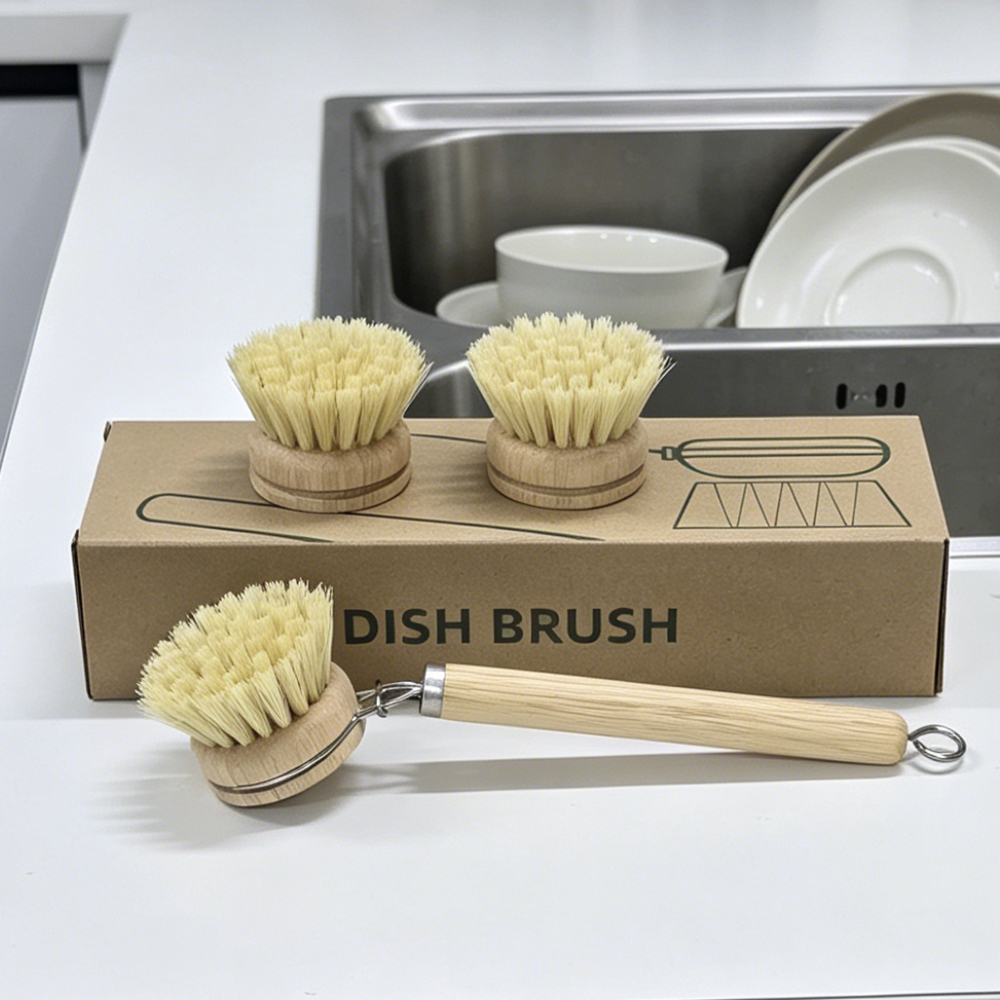 Dish Brush Bamboo - Zestaw szczotek do naczyń z drewnianą